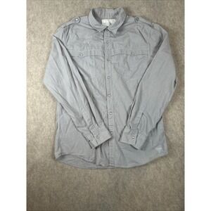 GUESS WESTERN SHIRT Size Large Men`s Slim Fit Pearl Snap Cowboy Grey